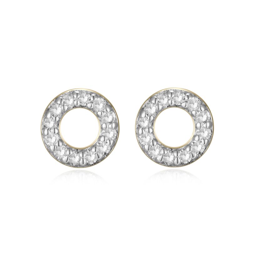 1/10 cttw Diamond Open Circle Stud Earrings in 14k Yellow Gold