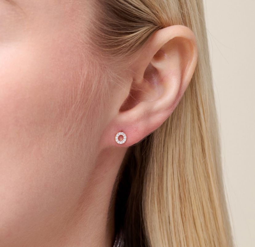 1/10 cttw Diamond Open Circle Stud Earrings in 14k Yellow Gold