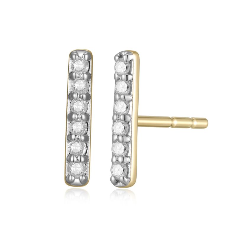 1/10 cttw Diamond Bar Earrings in 14k Yellow Gold