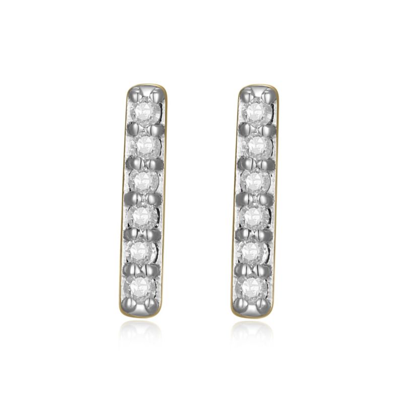 1/10 cttw Diamond Bar Earrings in 14k Yellow Gold