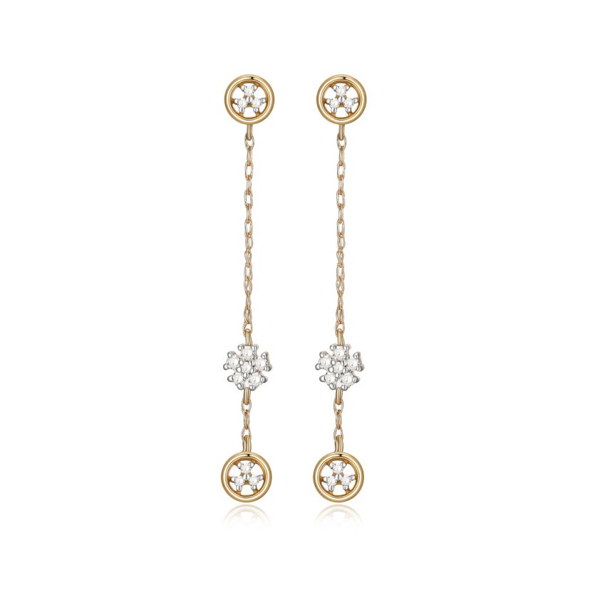 1/10 cttw Diamond Station Drop Earrings in 14k Yellow Gold
