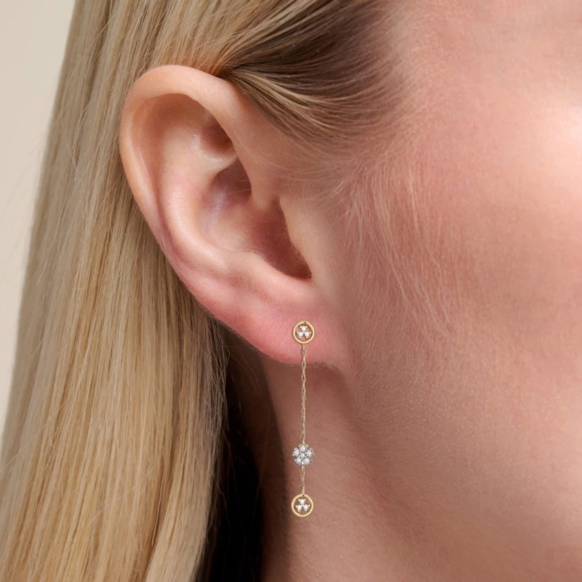 1/10 cttw Diamond Station Drop Earrings in 14k Yellow Gold