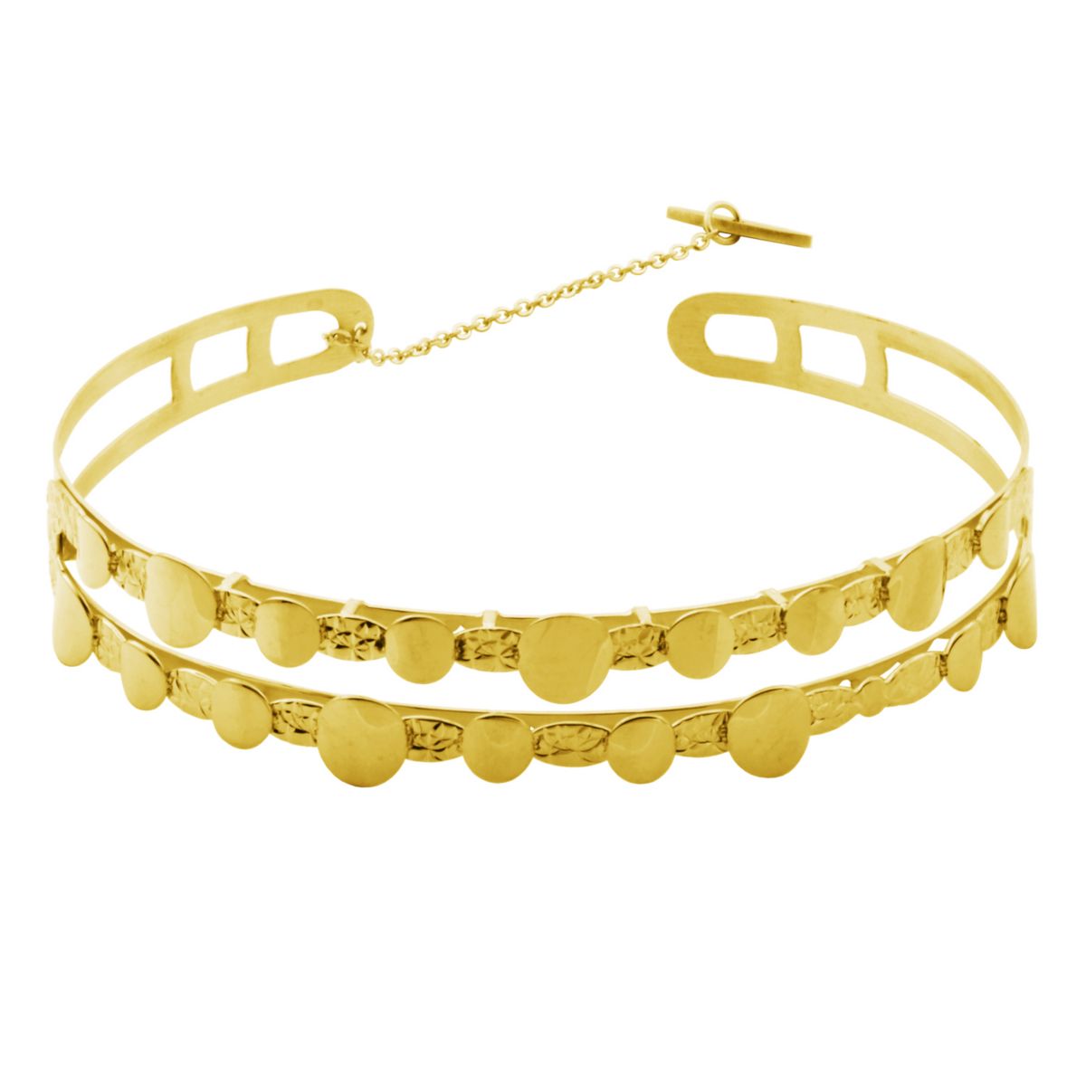 10k Yellow Gold Double Row Open Cuff Bracelet