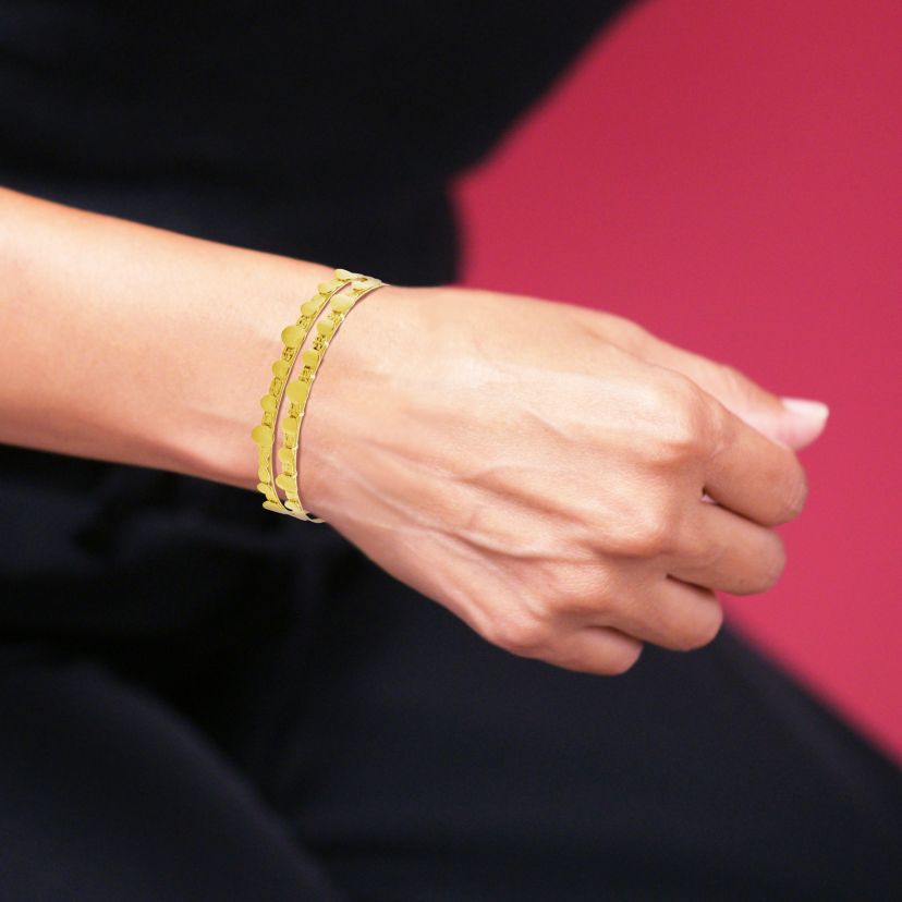 10k Yellow Gold Double Row Open Cuff Bracelet