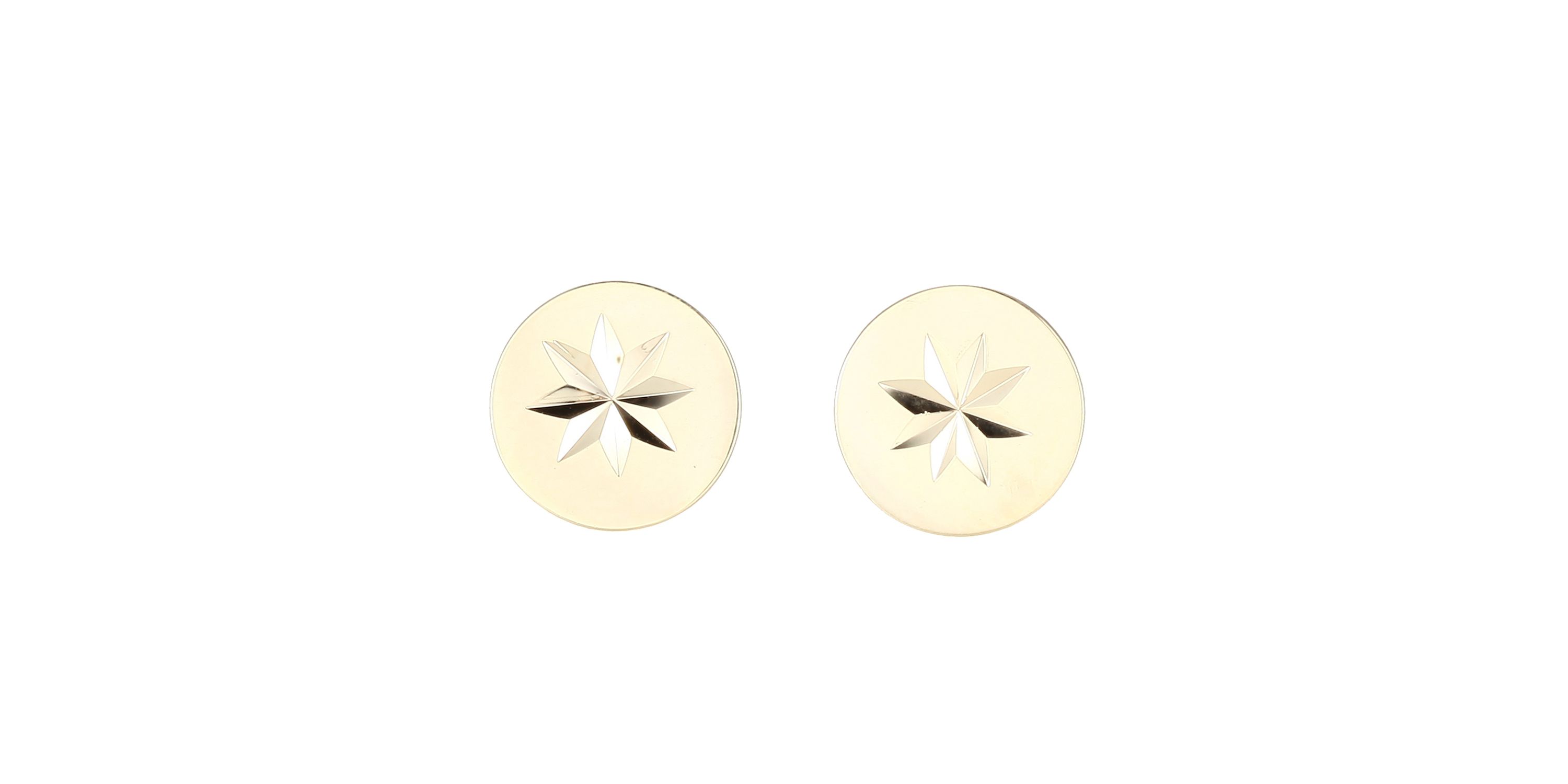 10k Yellow Gold Diamond Cut Elegant Button Earrings