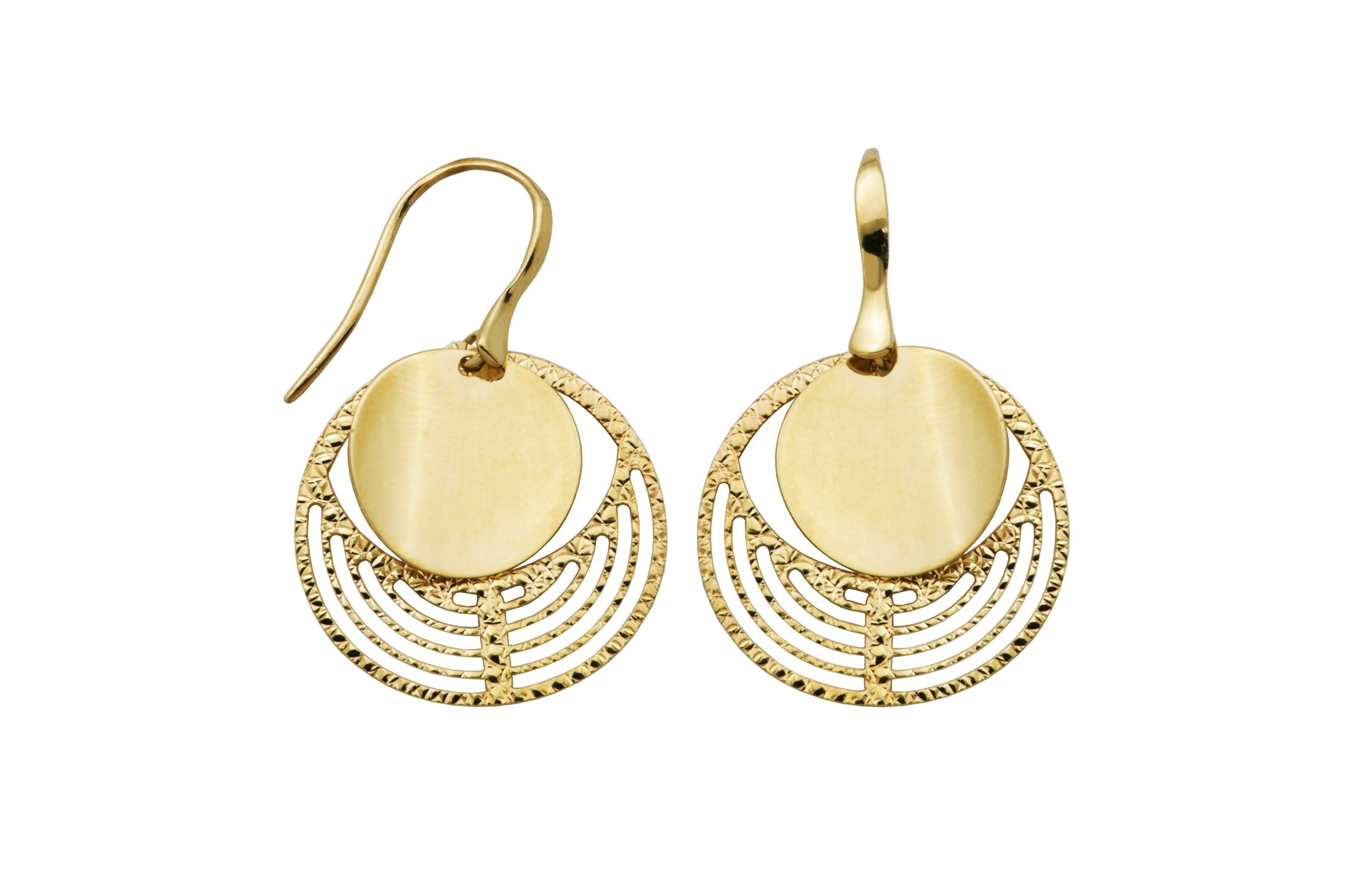 10k Yellow Gold Geometric Drop Earrings