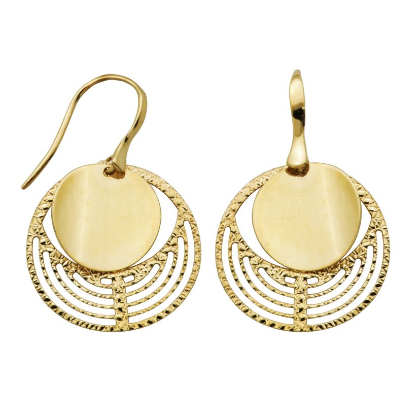 10k Yellow Gold Geometric Drop Earrings