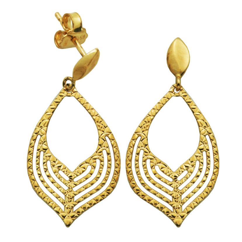 10k Yellow Gold Geometric Teardrop Earrings