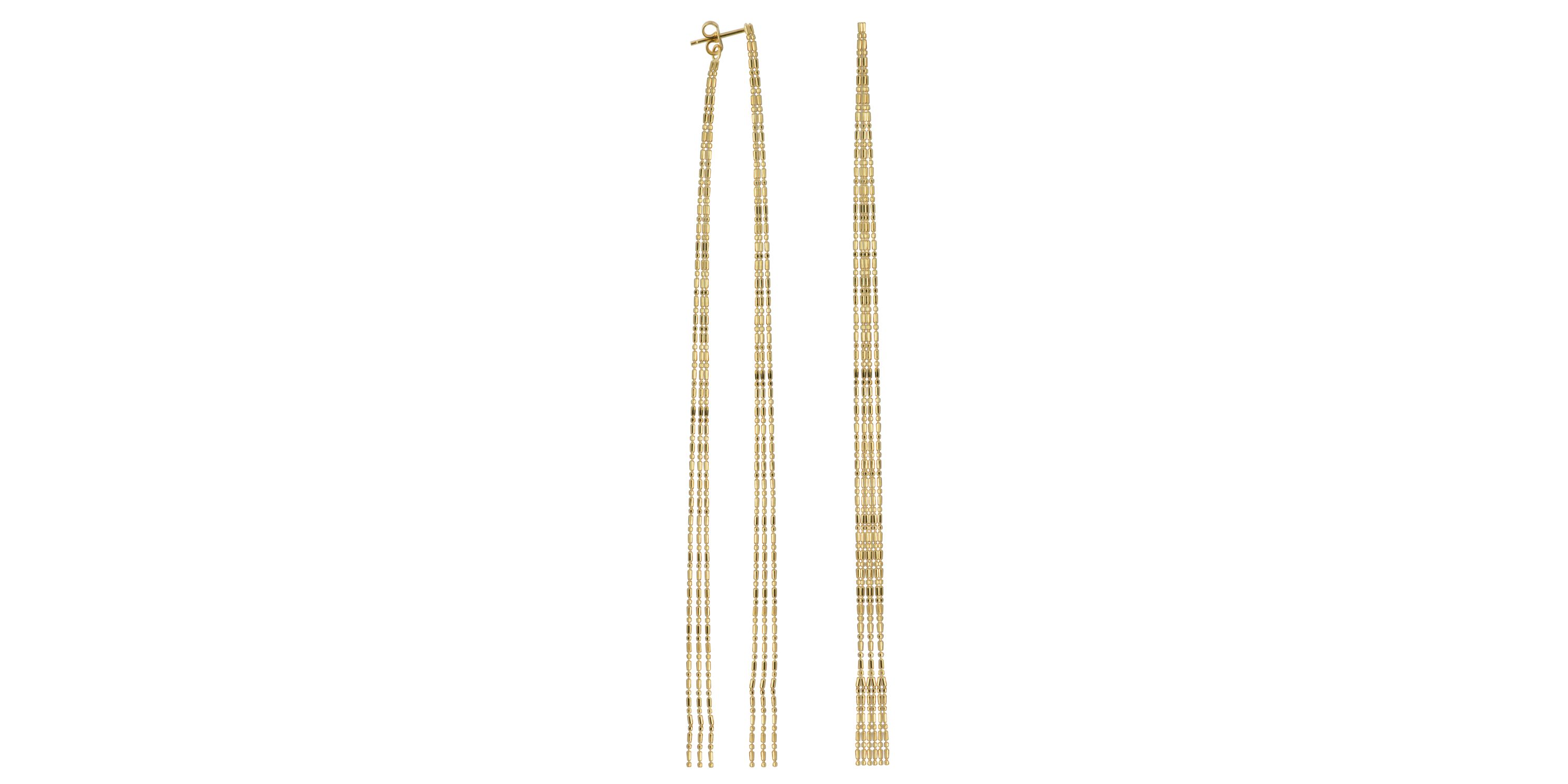 10k Yellow Gold Elegant Double Chain Drop Earrings