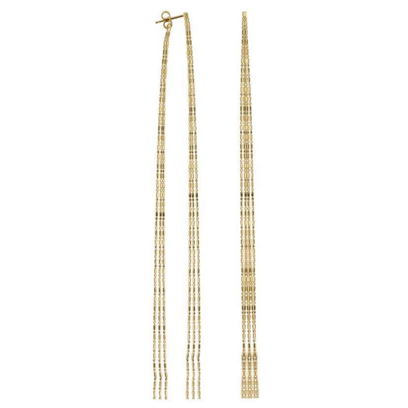 10k Yellow Gold Elegant Double Chain Drop Earrings