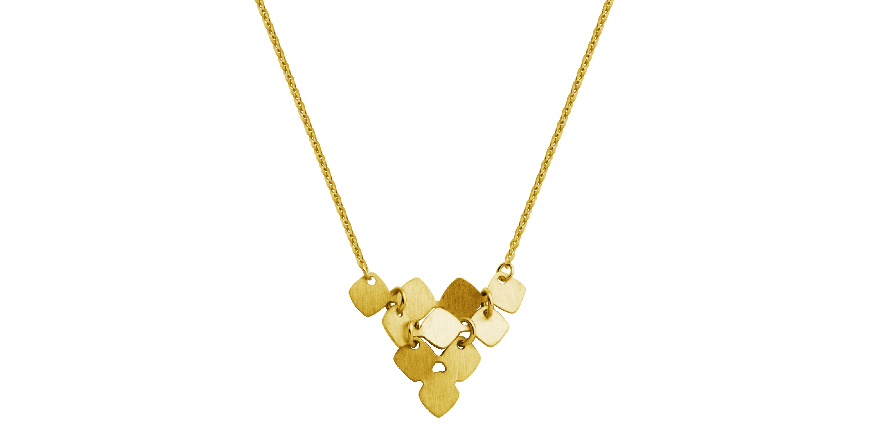 10k Yellow Gold Scattered squares Centerpiece Necklace, 18" Chain + 1" Extension