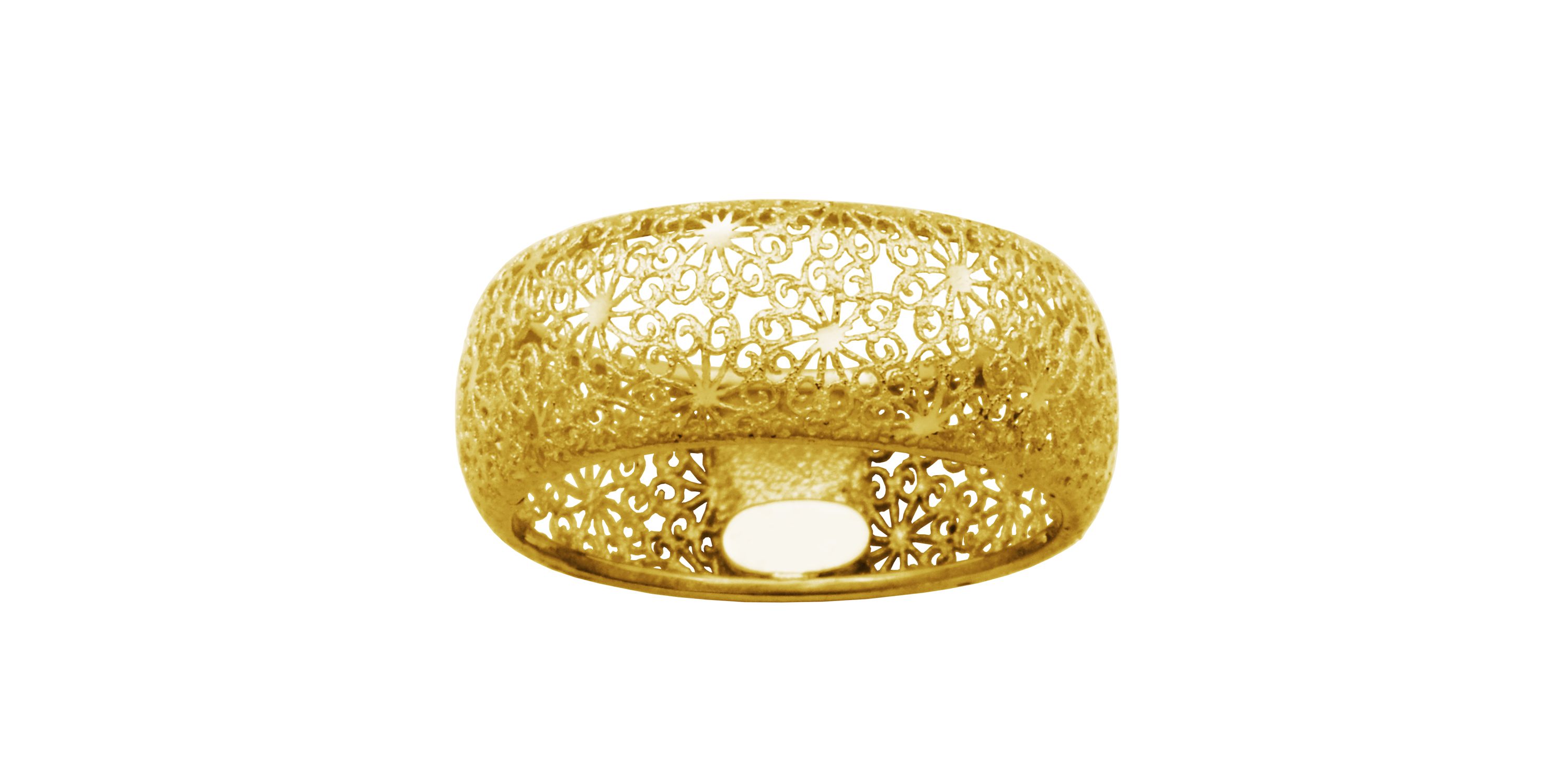 10k Yellow Gold Openwork Filigree Wide Elegant Band Ring, Size 7