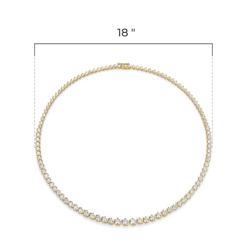 18K Yellow Gold Plated Sterling Silver Womens 13.34 CTTW Moissanite Tennis Necklace
