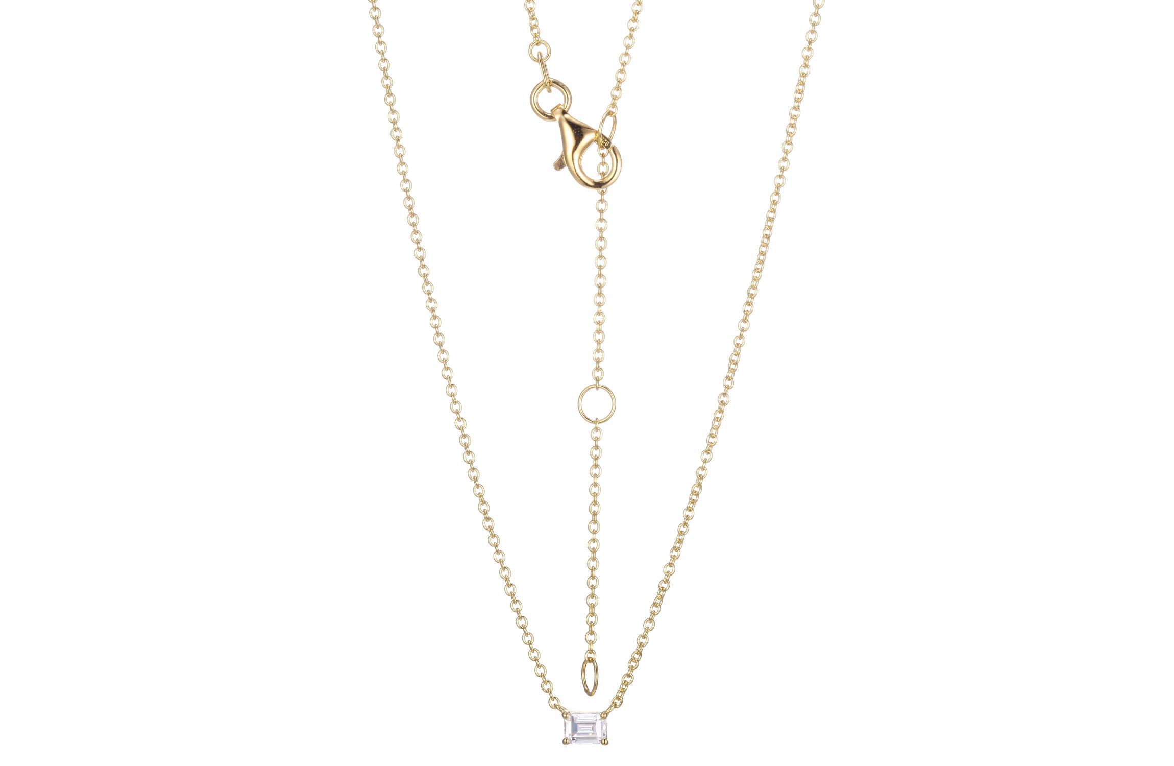 Lab Created 1/4 CT TW Lab Grown Diamond Baguette Necklacein 18K Gold Over Sterling Silver