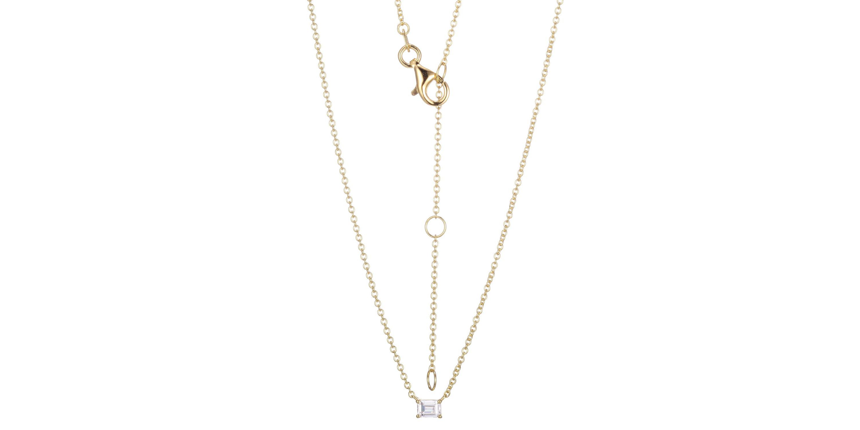 Lab Created 1/4 CT TW Lab Grown Diamond Baguette Necklacein 18K Gold Over Sterling Silver