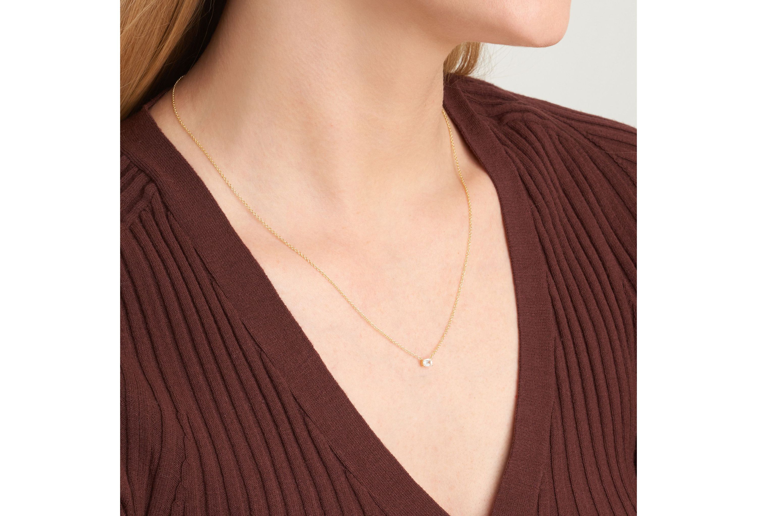 Lab Created 1/4 CT TW Lab Grown Diamond Baguette Necklacein 18K Gold Over Sterling Silver