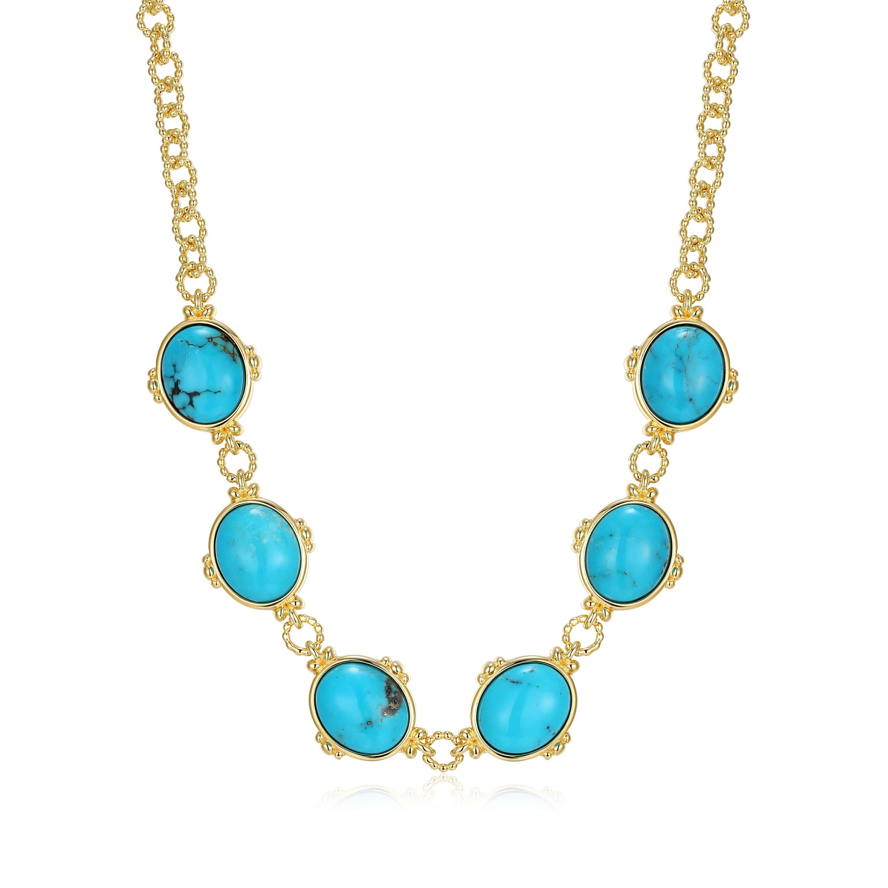 Genuine Turquoise Necklace in 18k Gold Plated Sterling Silver