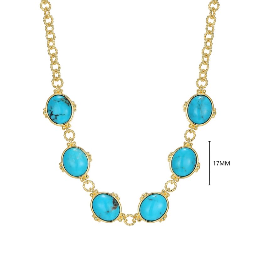 Genuine Turquoise Necklace in 18k Gold Plated Sterling Silver