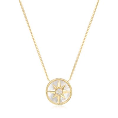 Aurealis Mother of Pearl Starburst Necklace in 18K Gold Over Sterling Silver, White