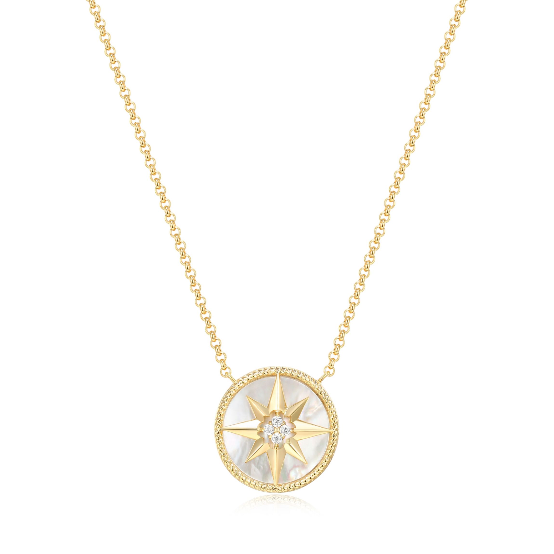 Mother of Pearl Starburst Necklace in 18K Gold Over Sterling Silver