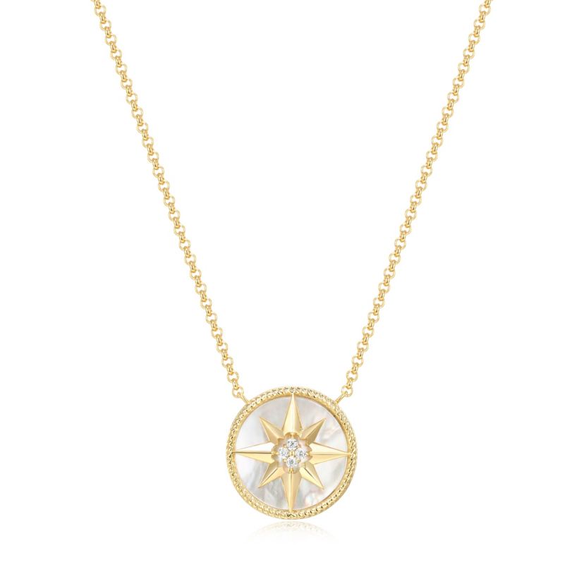Mother of Pearl Starburst Necklace in 18K Gold Over Sterling Silver