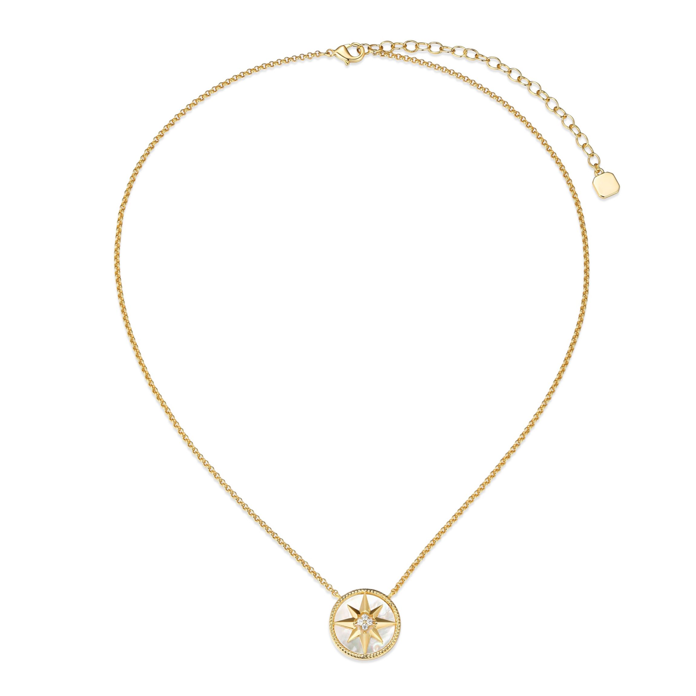 Mother of Pearl Starburst Necklace in 18K Gold Over Sterling Silver