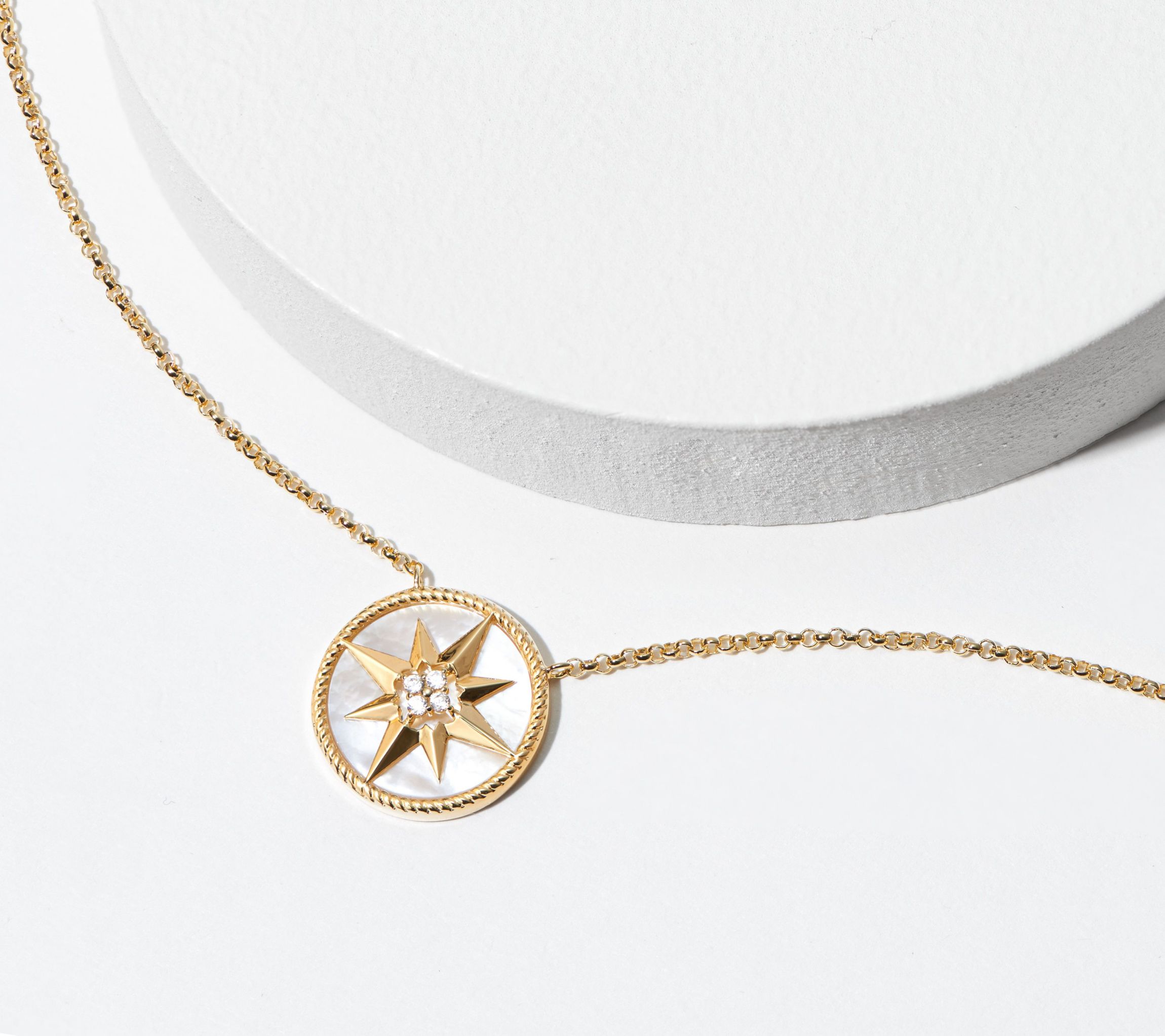 Mother of Pearl Starburst Necklace in 18K Gold Over Sterling Silver