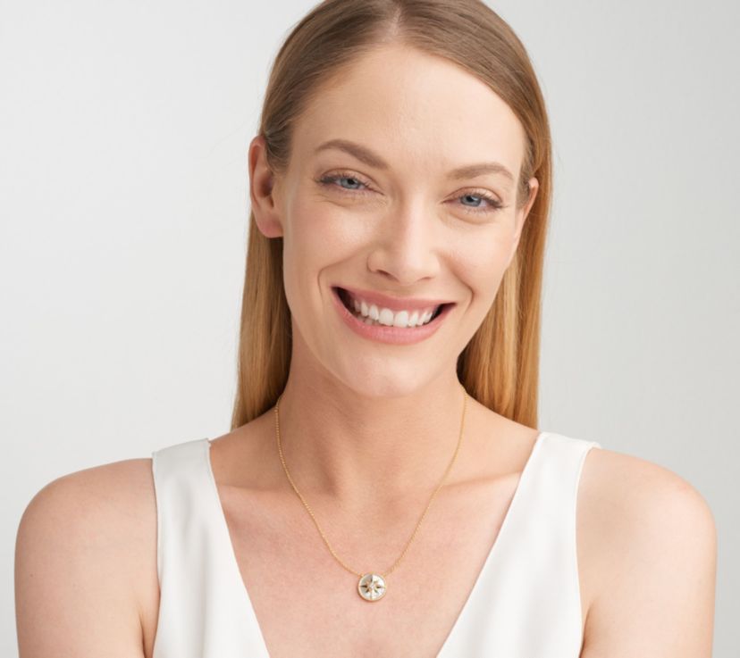 Mother of Pearl Starburst Necklace in 18K Gold Over Sterling Silver