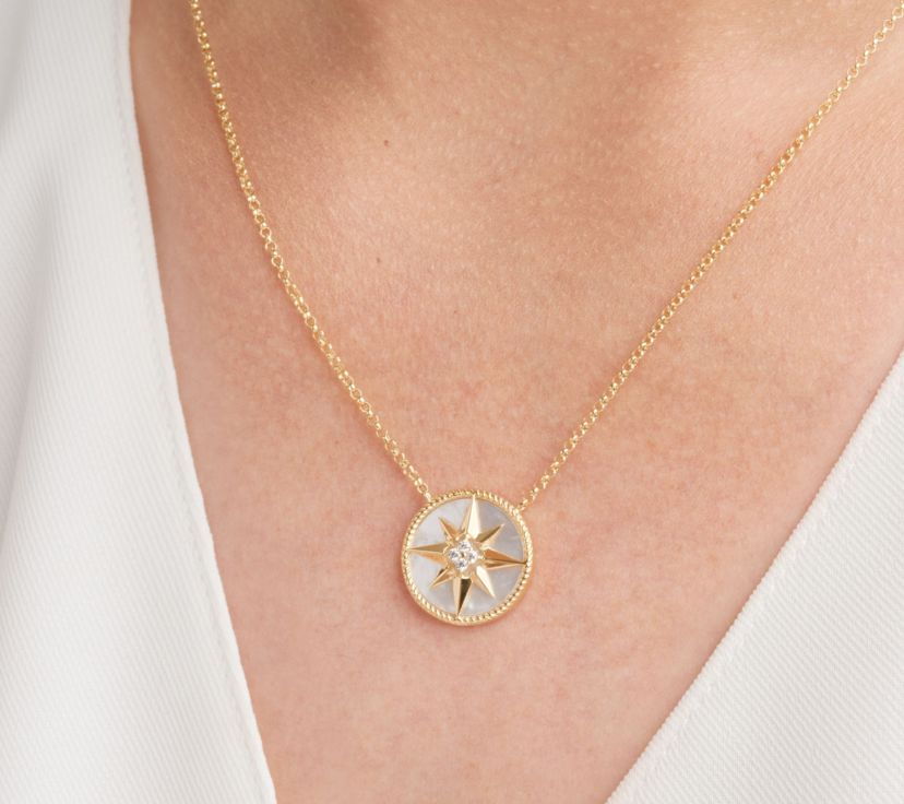 Mother of Pearl Starburst Necklace in 18K Gold Over Sterling Silver