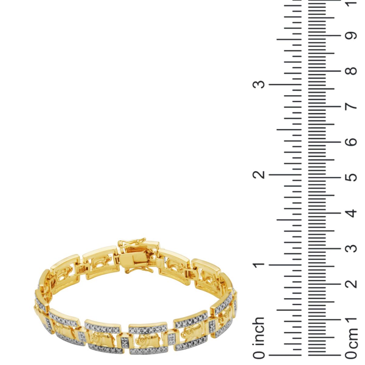 Diamond Accent Elephant Bracelet in 18k Yellow Gold Plated Sterling Silver