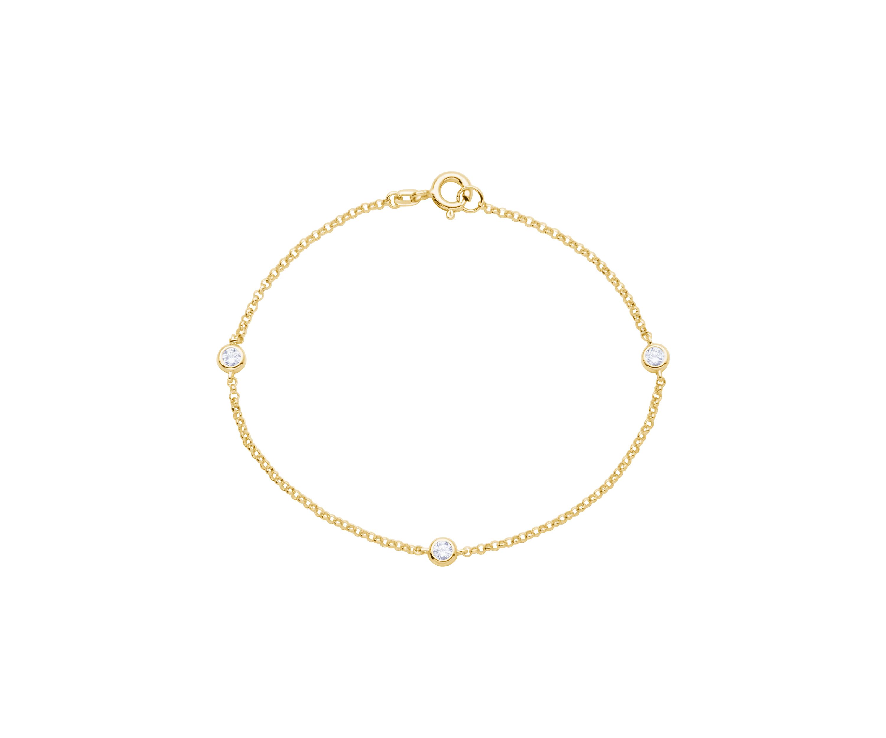 18k Yellow Gold Plated Sterling Silver 1/4 CT TW Lab Grown Diamond Bracelet