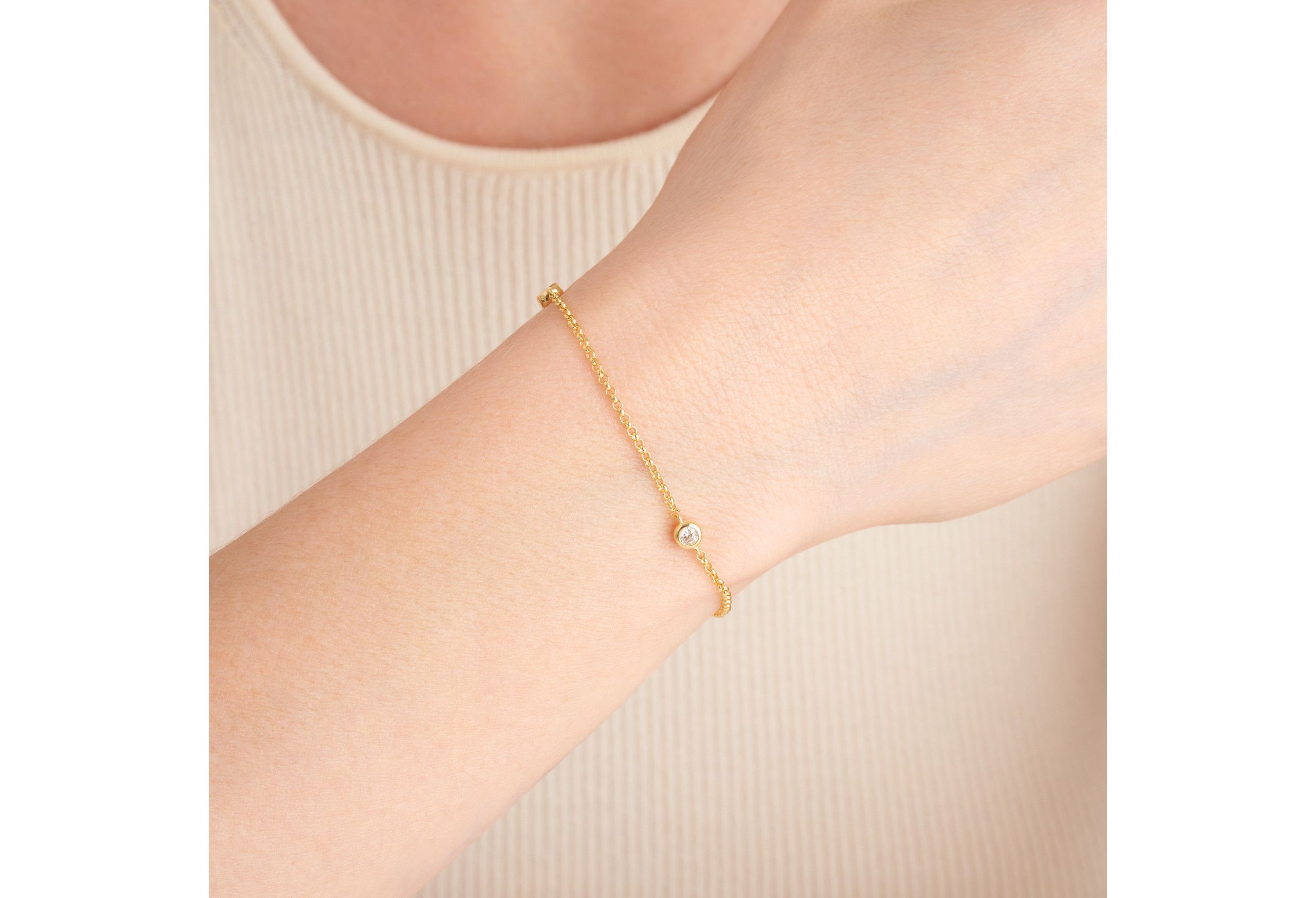 18k Yellow Gold Plated Sterling Silver 1/4 CT TW Lab Grown Diamond Bracelet