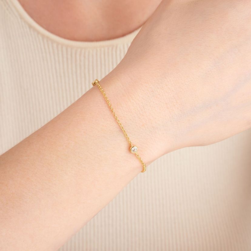 18k Yellow Gold Plated Sterling Silver 1/4 CT TW Lab Grown Diamond Bracelet