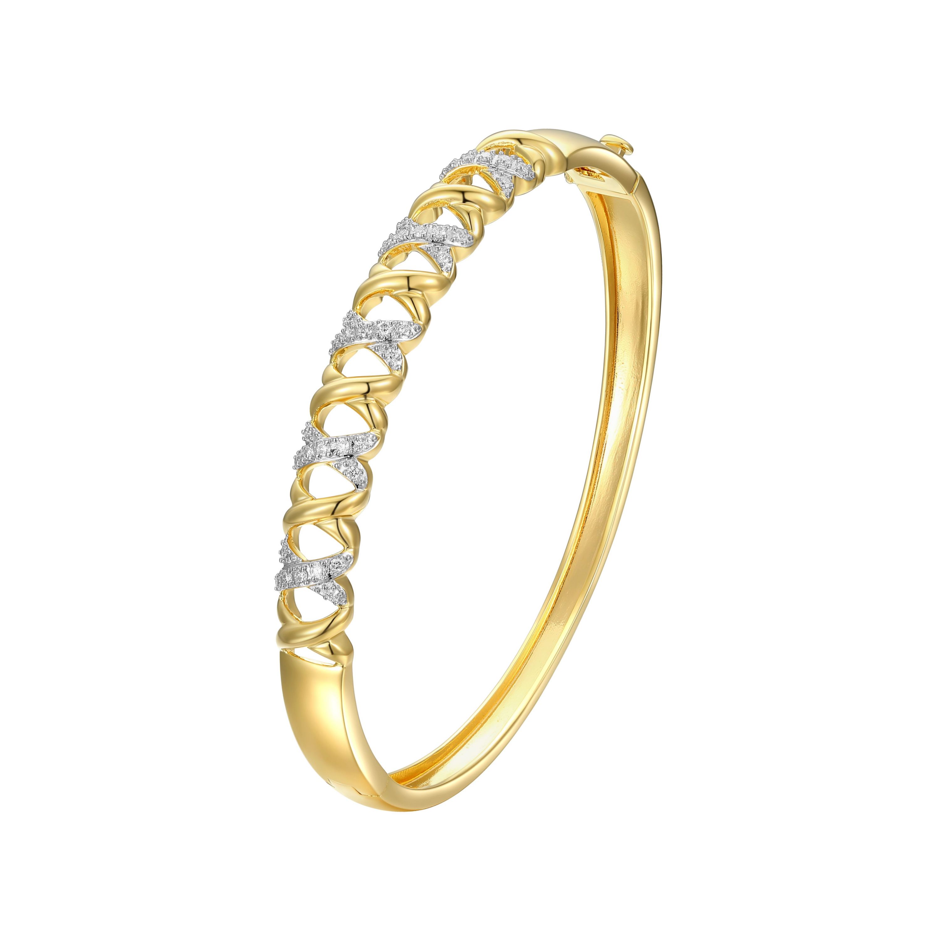 18K Gold Plated Sterling Silver 3/8 CT TW  Lab Grown Diamond Bangle