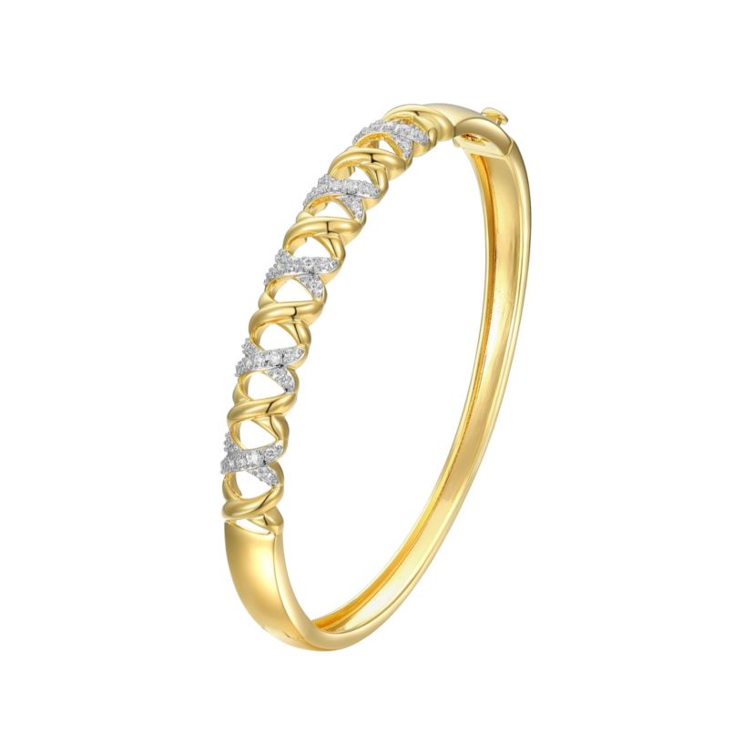 18K Gold Plated Sterling Silver 3/8 CT TW  Lab Grown Diamond Bangle