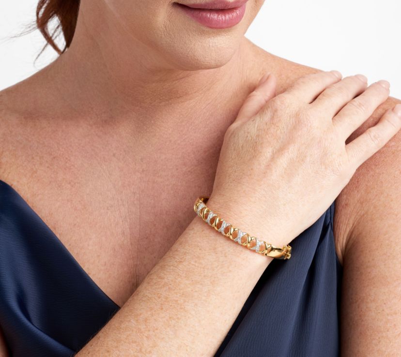 18K Gold Plated Sterling Silver 3/8 CT TW  Lab Grown Diamond Bangle