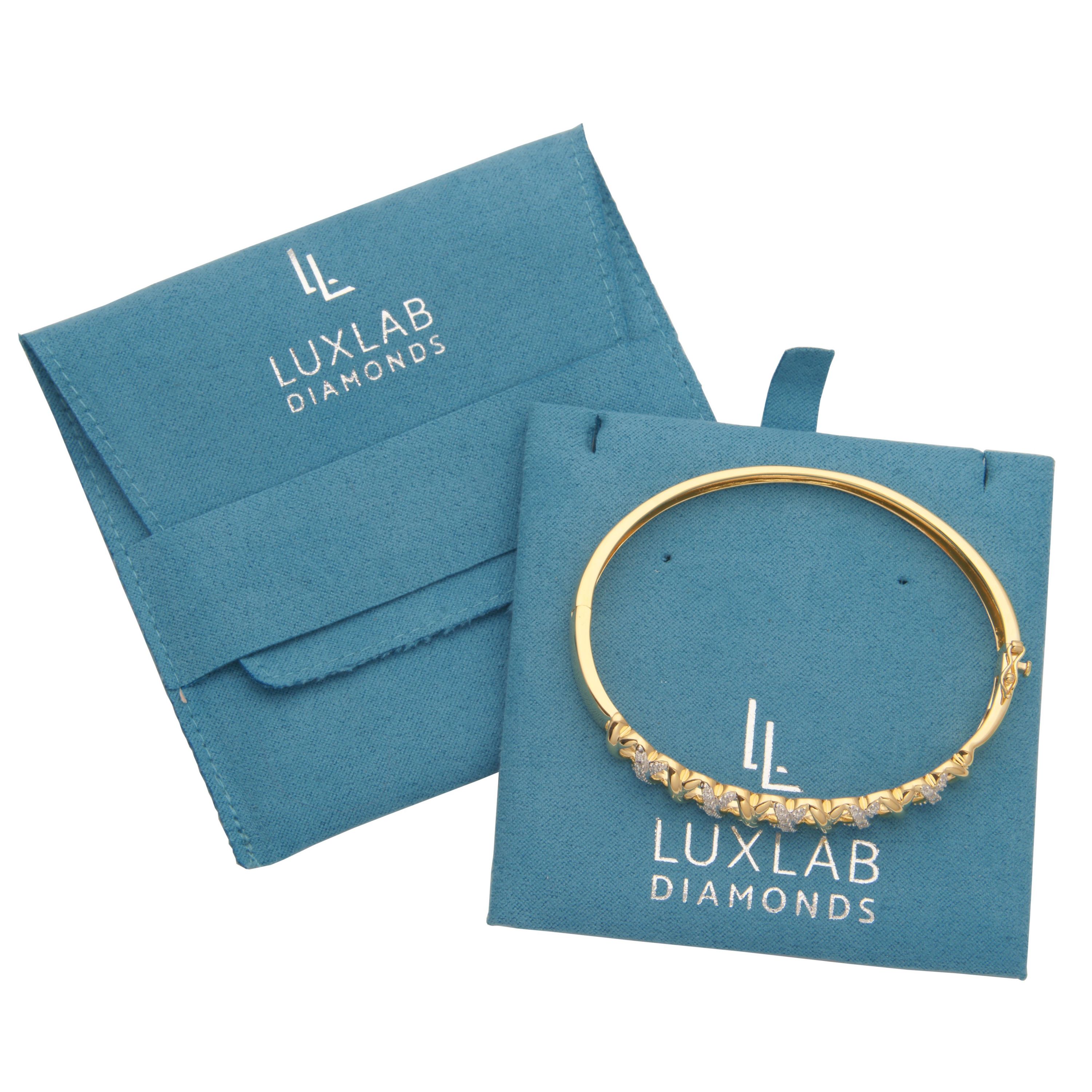 18K Gold Plated Sterling Silver 3/8 CT TW  Lab Grown Diamond Bangle