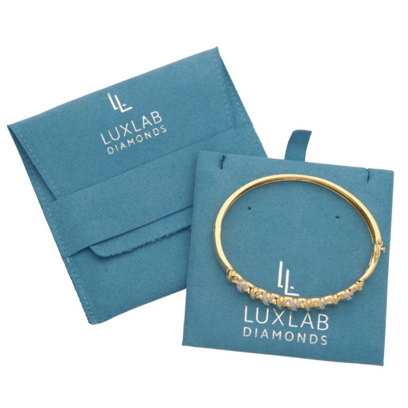 18K Gold Plated Sterling Silver 3/8 CT TW  Lab Grown Diamond Bangle