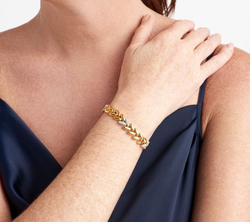 Lab Created 18K Gold Plated Sterling Silver 1 CT TW Lab Grown Diamond Bracelet