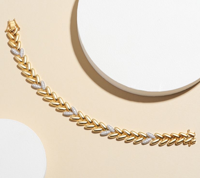 Lab Created 18K Gold Plated Sterling Silver 1 CT TW Lab Grown Diamond Bracelet