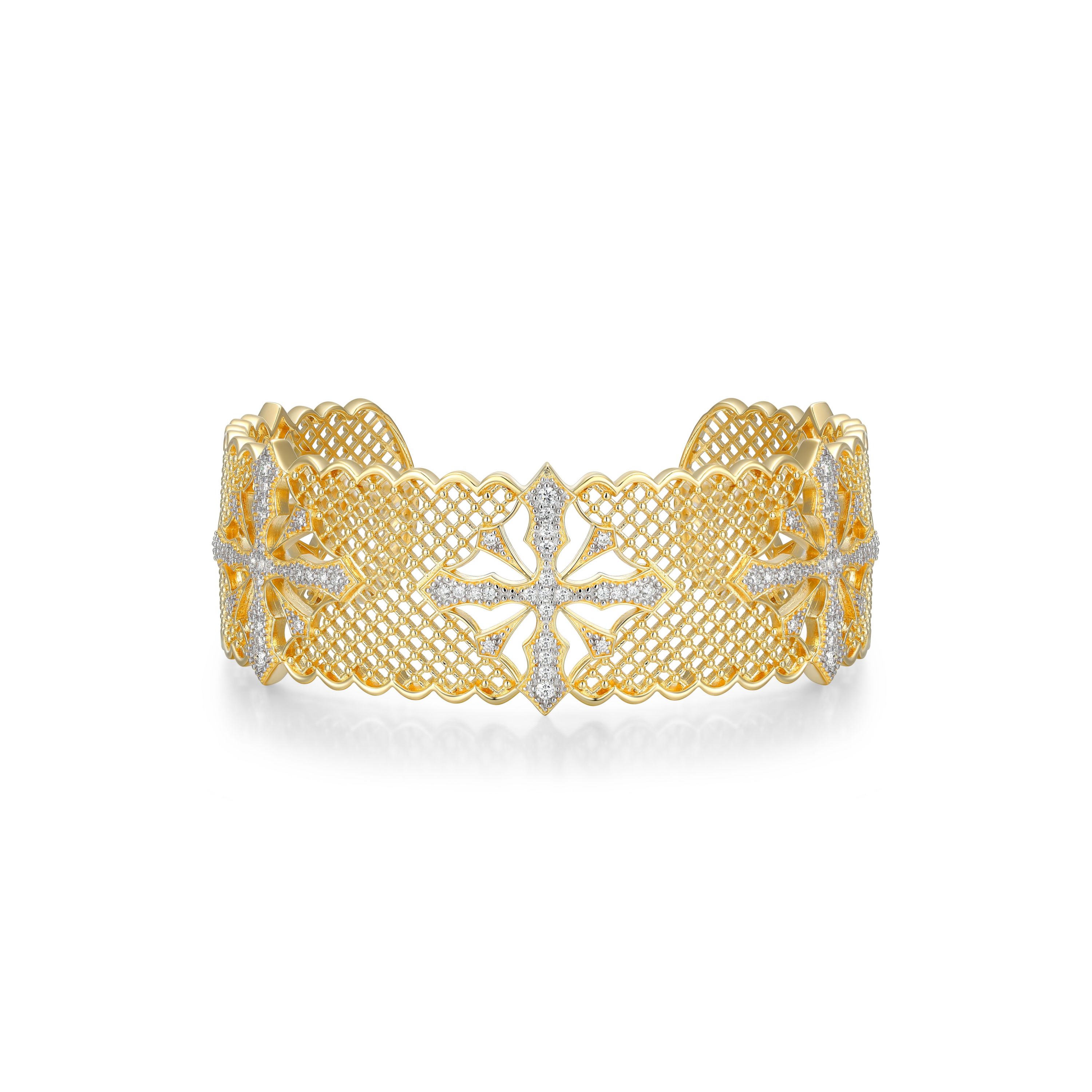 Lab Created 18k Gold Plated Sterling Silver 1 CT TW Lab Grown Diamond Cuff