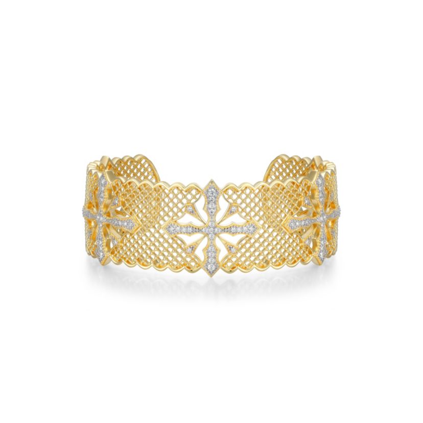 Lab Created 18k Gold Plated Sterling Silver 1 CT TW Lab Grown Diamond Cuff