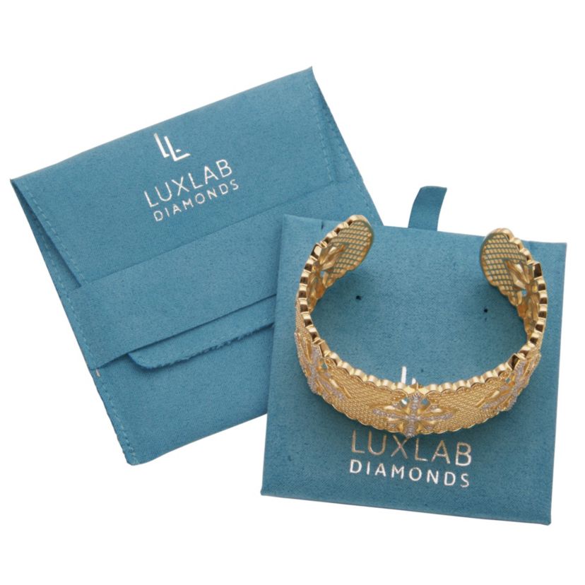 Lab Created 18k Gold Plated Sterling Silver 1 CT TW Lab Grown Diamond Cuff