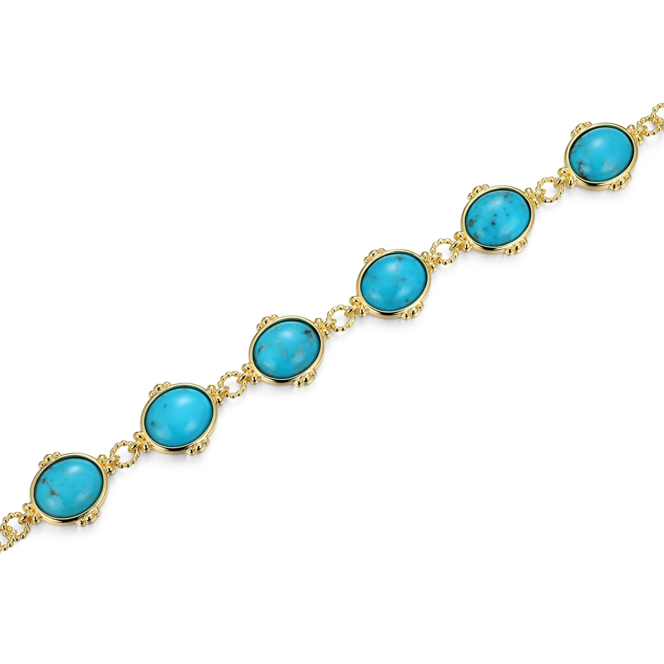 Genuine Turquoise Bracelet in 18k Gold Plated Sterling Silver
