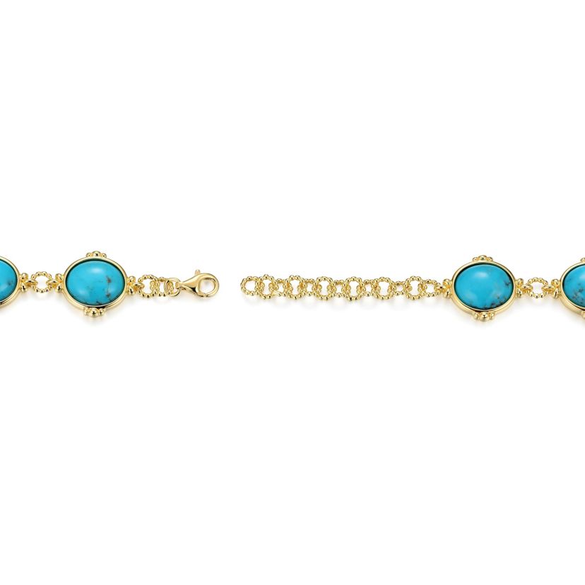 Genuine Turquoise Bracelet in 18k Gold Plated Sterling Silver