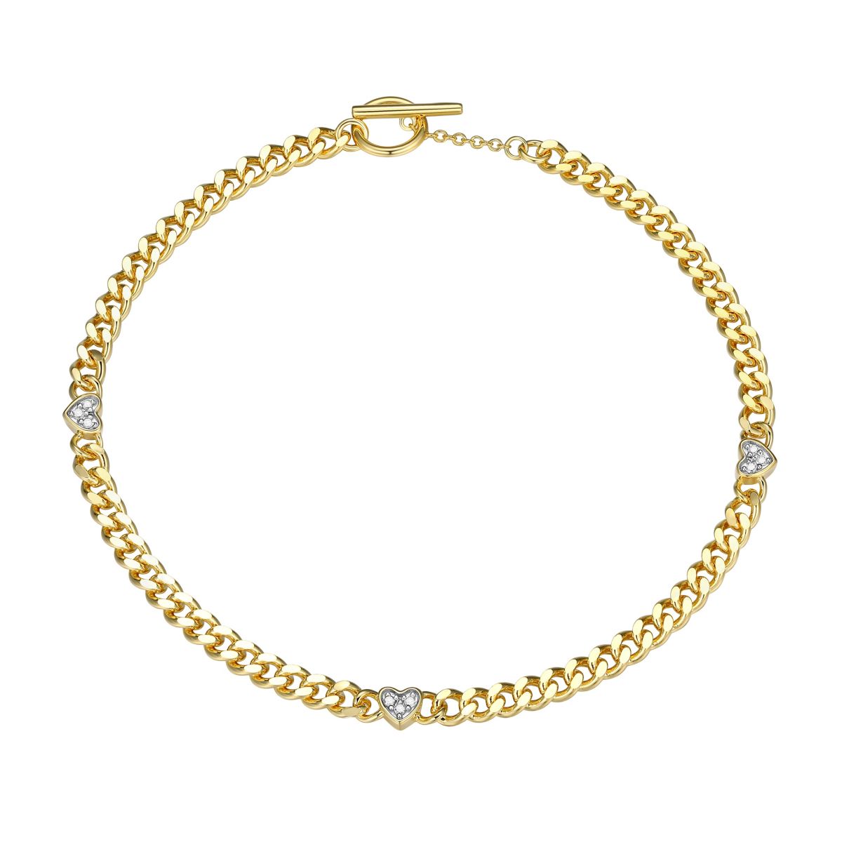 18K Gold-plated Sterling Silver Diamond Accent Toggle Bracelet