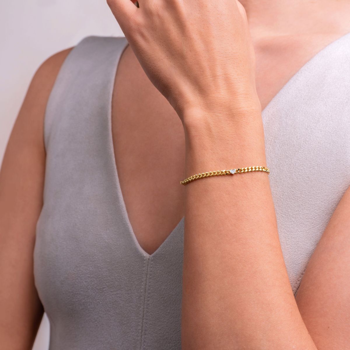 18K Gold-plated Sterling Silver Diamond Accent Toggle Bracelet