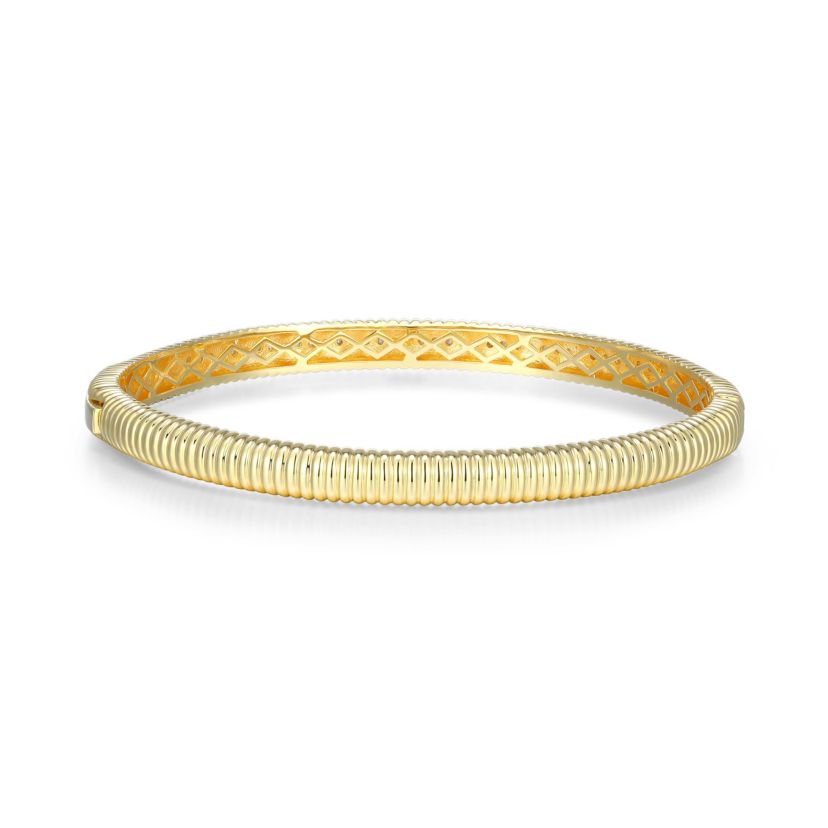 18K Yellow Gold Sterling Silver Womens 1/2 CTTW Lab Grown Diamond Bangle