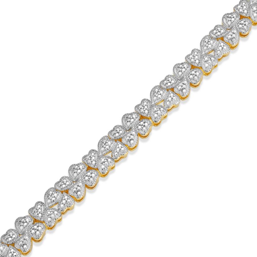 1/10 cttw Diamond Floral Station Tennis Bracelet in 18k Yellow Gold Plated Sterling Silver