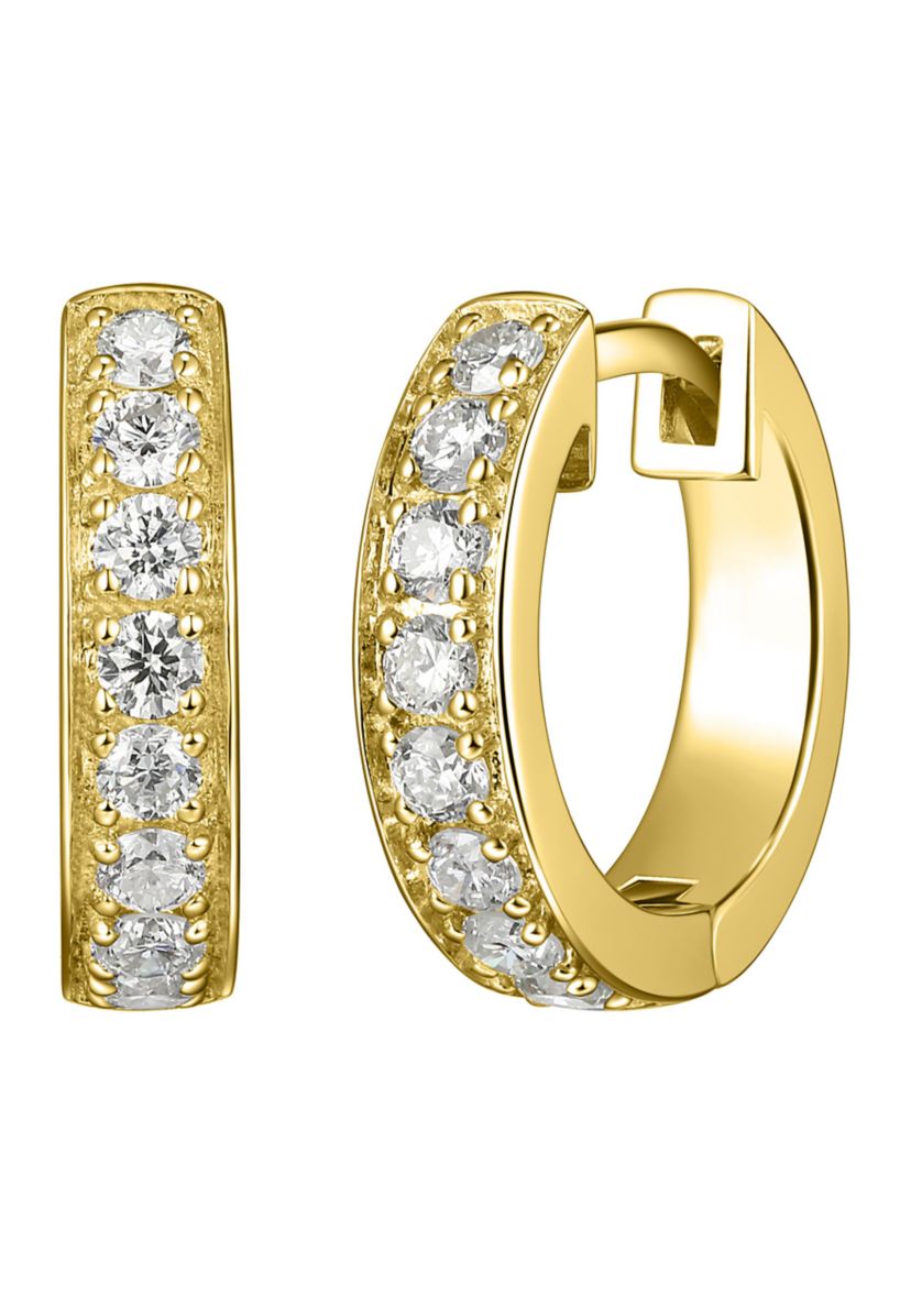 Lab Created 3/8 CT TW Lab Grown Diamond Hoops in 18k Gold Plated Sterling Silver